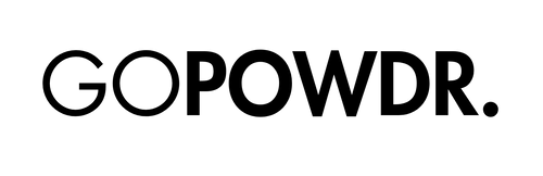 Black 'GOPOWDR.' logo on a white background