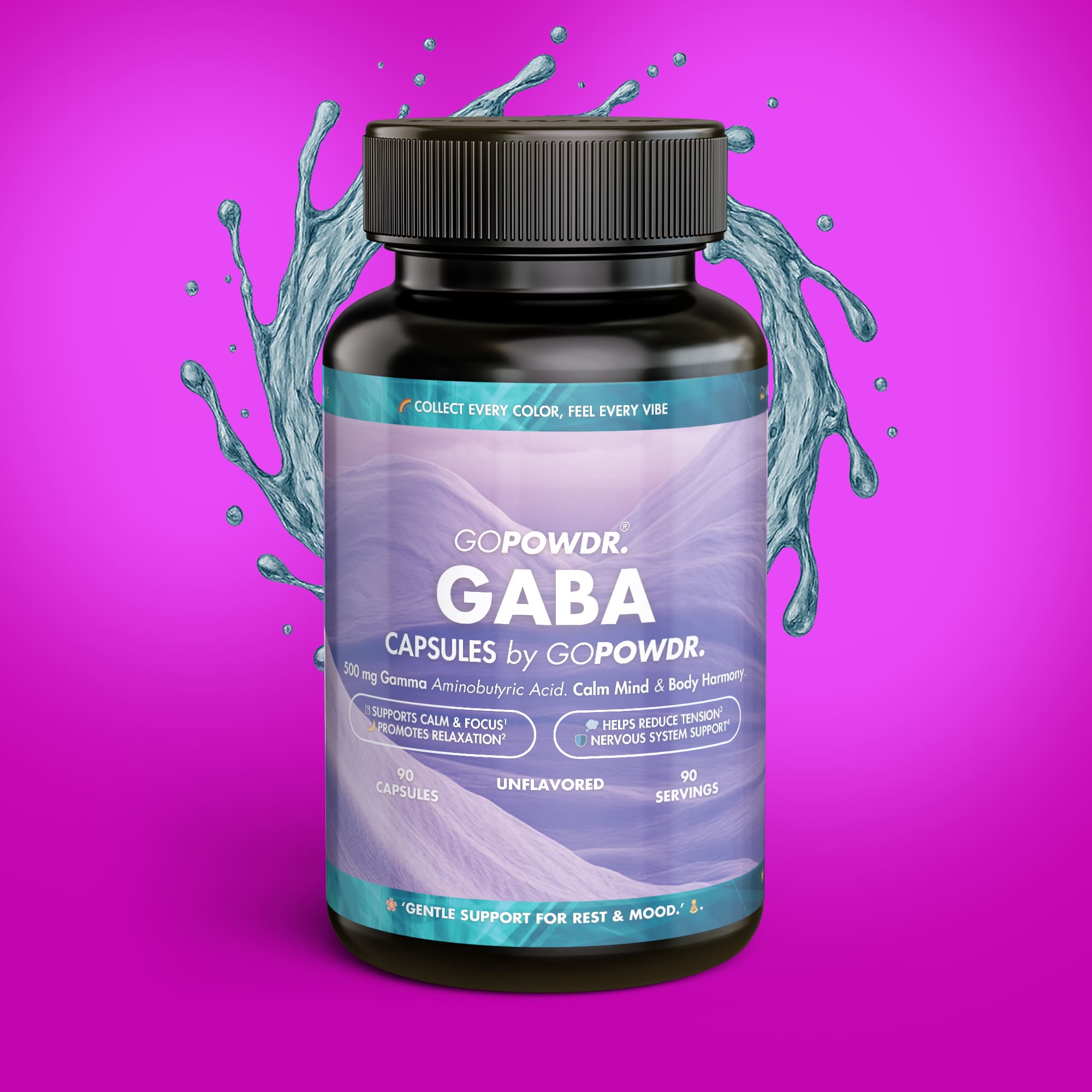 Bottle of GABA capsules