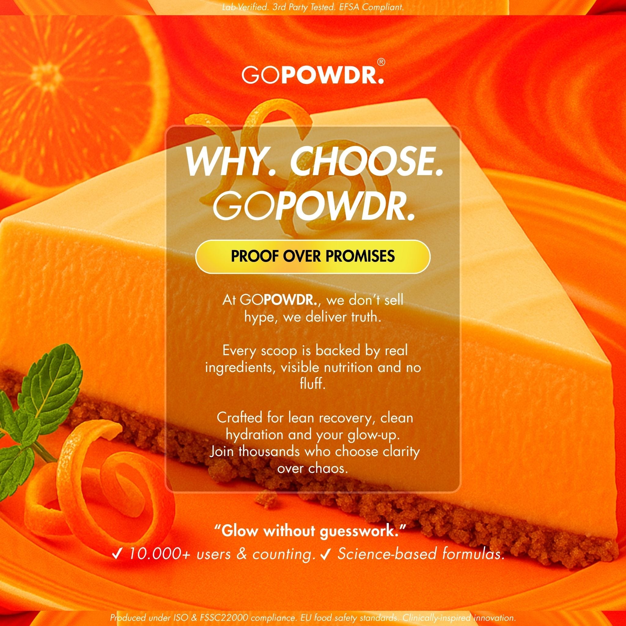 GOPOWDR product with promotional text on an orange background