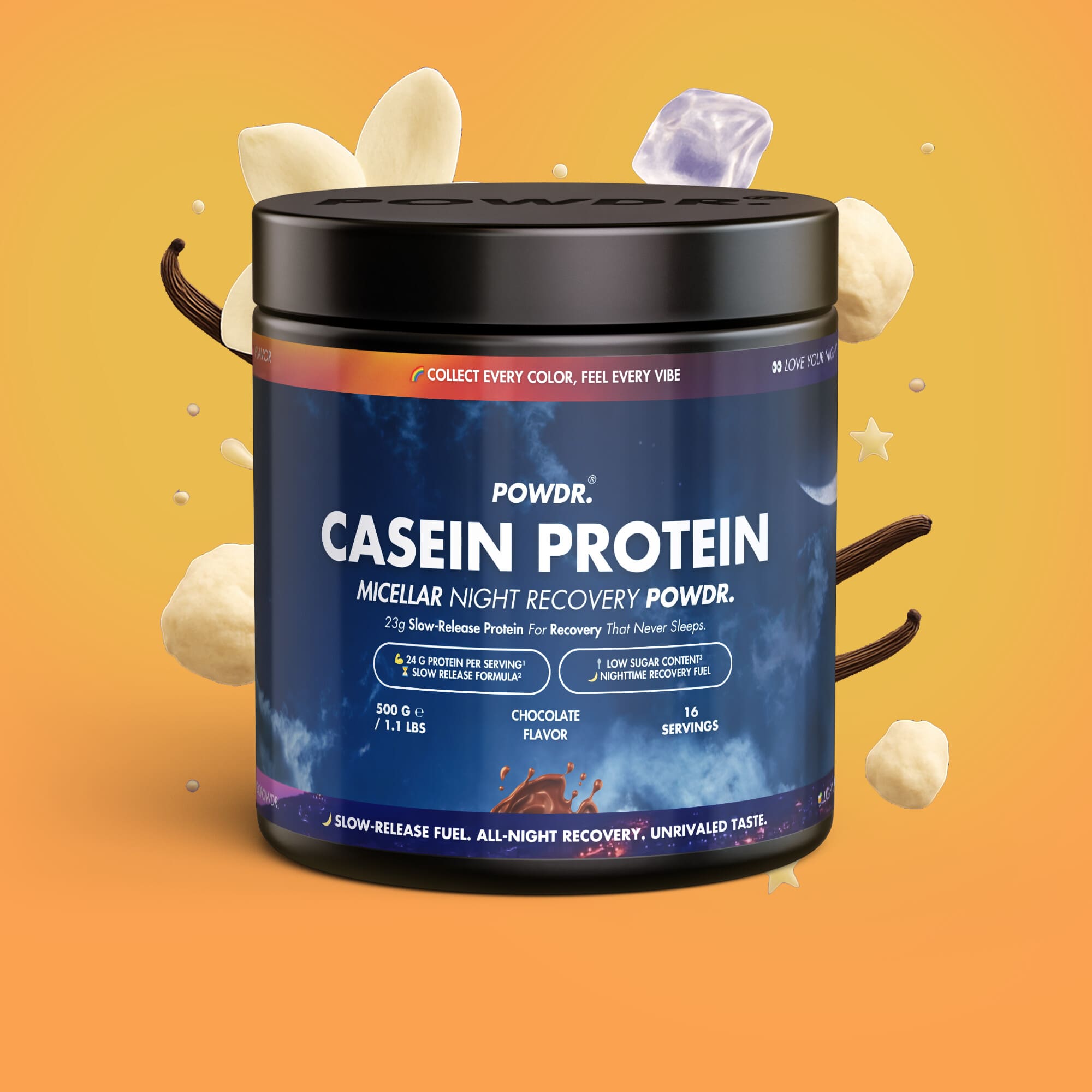 POWDR Casein Protein Chocolate 500 g micellar casein powder for overnight recovery
