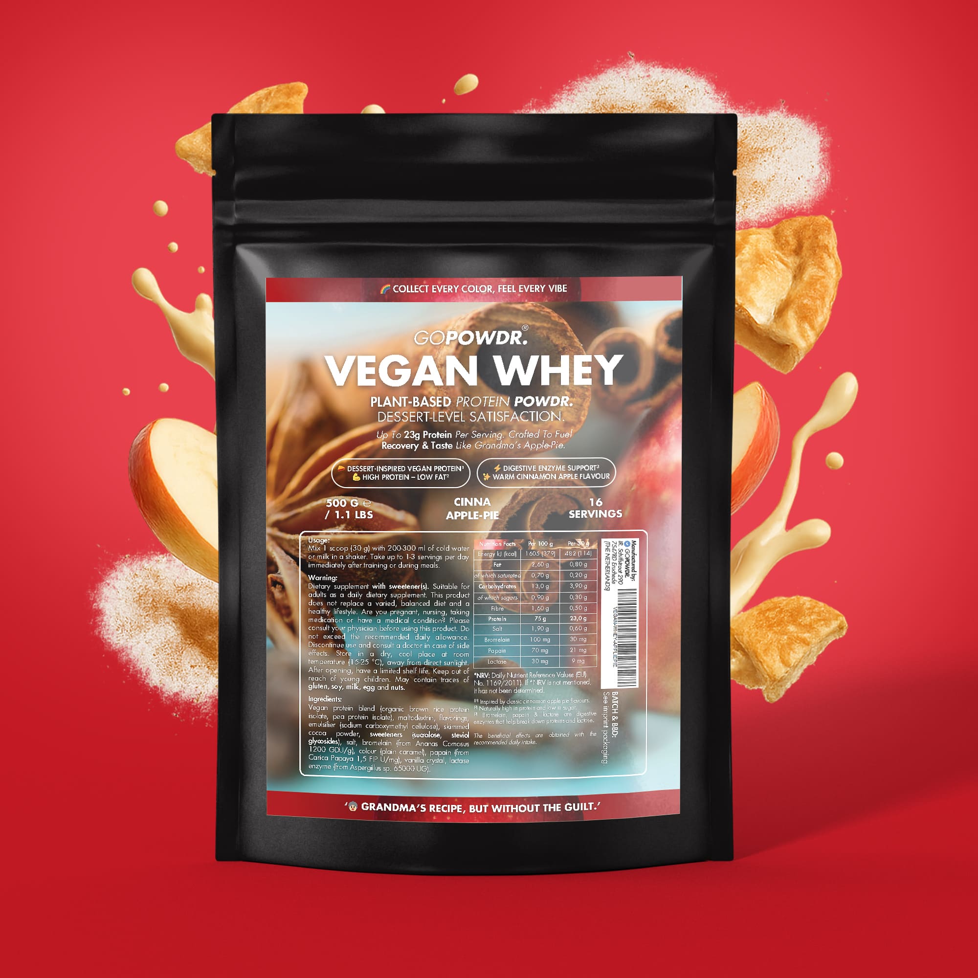 POWDR Vegan Whey Apple Pie 500 g plant-based protein powder